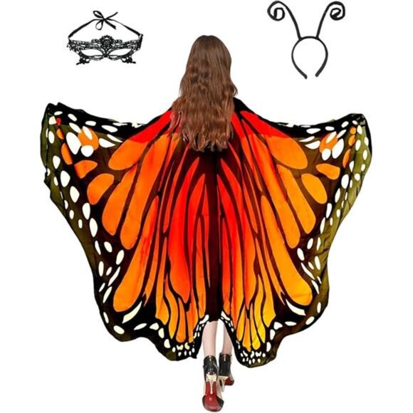 Halloween Butterfly Wings Costume for Womens, Moth Wings Butterfly Cape Adult - Picture 8 of 8